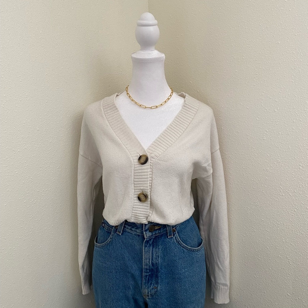 Forever 21 Off-White Buttoned Sweater